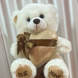White And Tan,”Be Mine”,Plush Teddy Bear, 10”